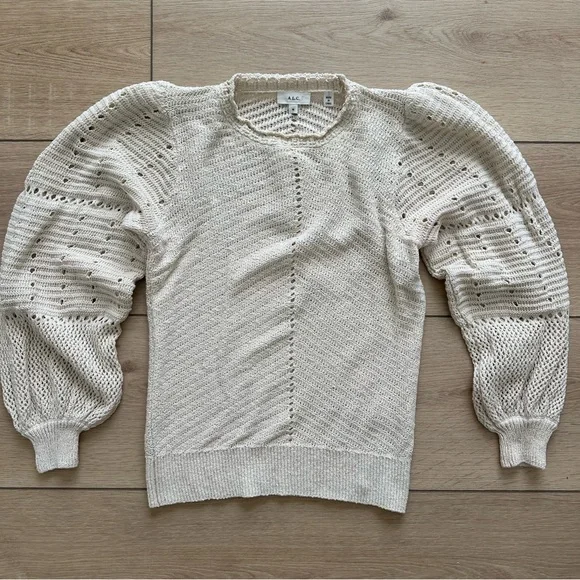 A.L.C. Juliana Top Medium Opal Cream Pointelle Knit - Picture 2 of 6